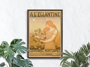 Plakat-Weinlese Ein LEglantine Couronnes Mortuaires