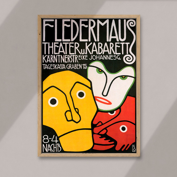 Retro-Poster Fledermaus Kabarett und Theater