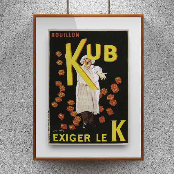 Retro-Poster Bouillon Kub exiger le K Werbung für Julius Maggi et Cie