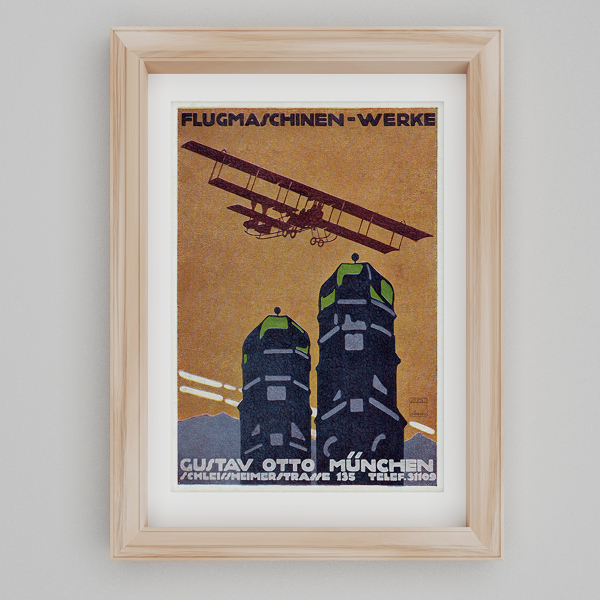 Retro-Poster Flugmaschinen Werke Gustav Otto München