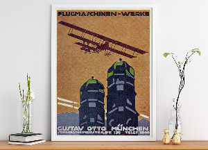 Retro-Poster Flugmaschinen Werke Gustav Otto München