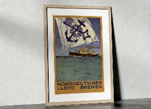 Retro-Poster Kalenderblatt für Norddeutsche Lloyd Bremen II