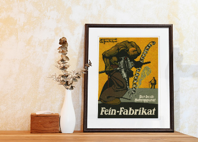 Retro-Poster Fein Fabrikat, Der beste Bohrapparat Werbung für Bohrmaschinen von Fein hergestellt