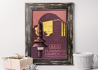Retro-Poster AEG Flammeco Lampen für Fabrikbeleuchtung Broschüre Cover