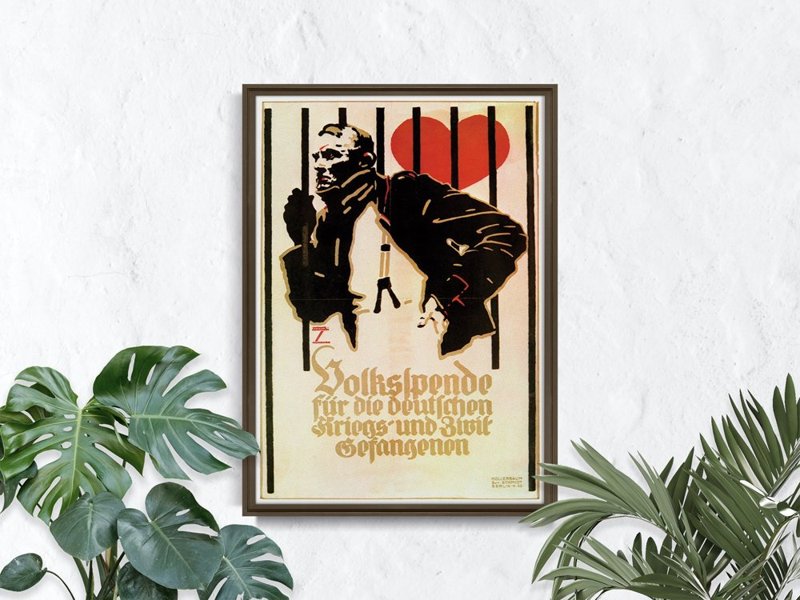 Retro-Poster Peoples Charity für Kriegsgefangene und Zivilinternierte