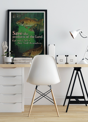 Weinleseplakat Speichern Sie die Produkte des Landes, Essen Sie mehr Fische, ziehen sie sich