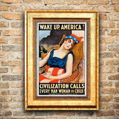 Weinleseplakat Wake Up America