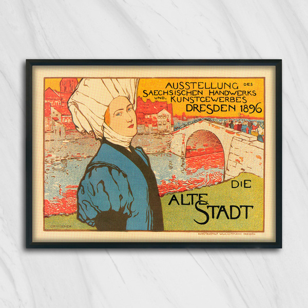 Poster an der Wand Ausstellung des Saechischen Handwerk und Kunstgewerbe, Dresden 1896