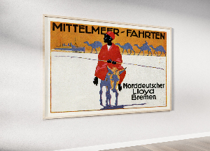 Retro-Poster Mittelmeer Fahrten, Norddeutscher Lloyd Bremen, Mittelmeer-Reisen, Werbung für Norddeutschen Lloyd Bremen
