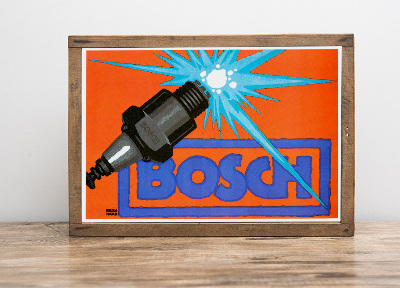 Retro-Poster Bosch, Zündkerzen
