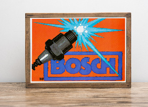 Retro-Poster Bosch, Zündkerzen