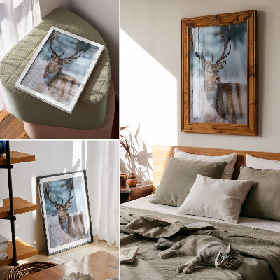 Poster leinwand Hirsche im Winter