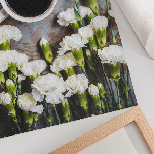 Poster auf Leinwand mit Kaffee- und Blumenmotiv