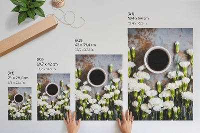 Poster auf leinwand Kaffee mit Blumen