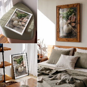 Plagát do obývačky Cesnak na doske