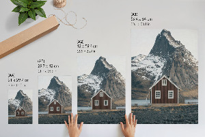 Wandposter mit Motiv einer Berghütte