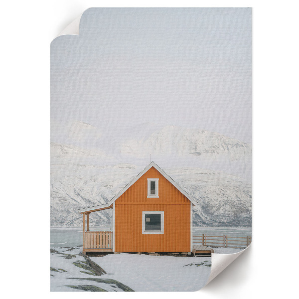 Poster mit dem Motiv einer Berghütte auf Leinwand