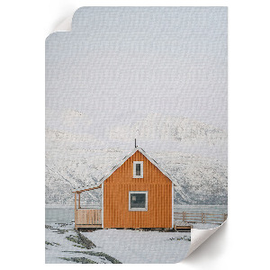 Poster mit dem Motiv einer Berghütte auf Leinwand