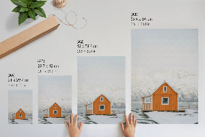 Poster mit dem Motiv einer Berghütte auf Leinwand