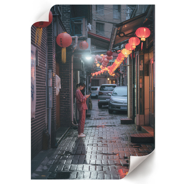 Poster auf Leinwand mit Motiv einer asiatischen Straße