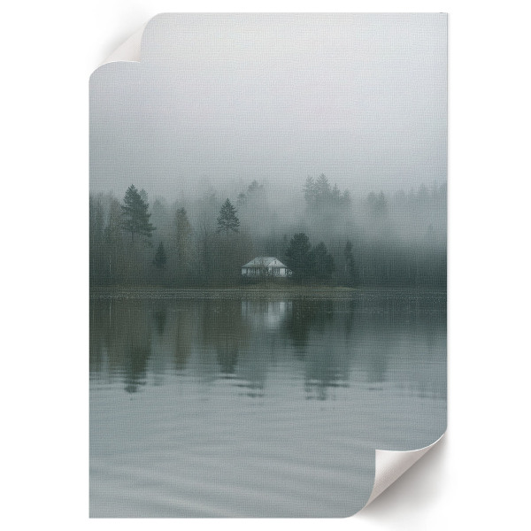 Poster Kunstdruck mit Nebellandschaft