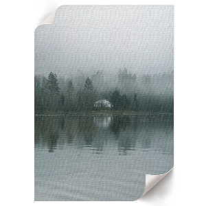 Poster Kunstdruck mit Nebellandschaft