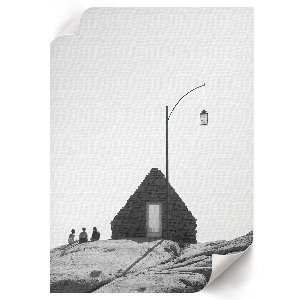 Retro-Poster mit minimalistischem Landschaftsdesign