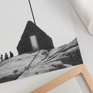 Retro-Poster mit minimalistischem Landschaftsdesign