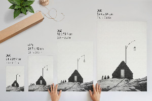 Retro-Poster mit minimalistischem Landschaftsdesign