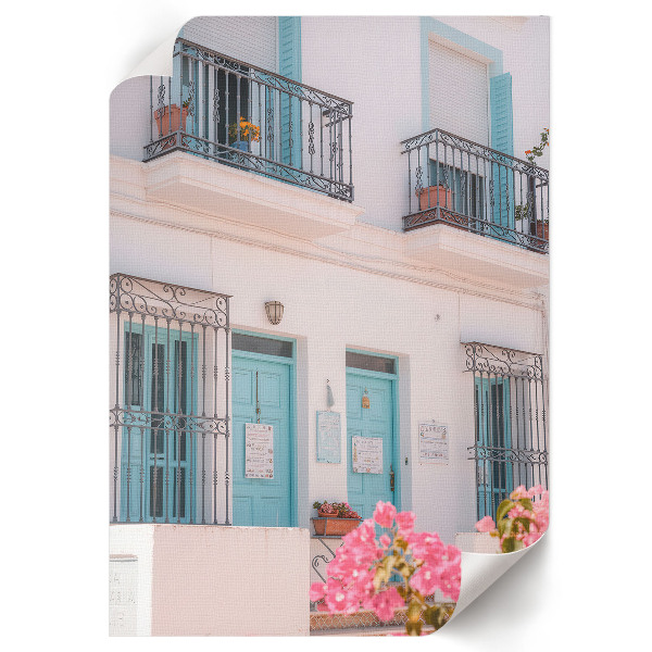 Poster auf Leinwand mit Hausfassade