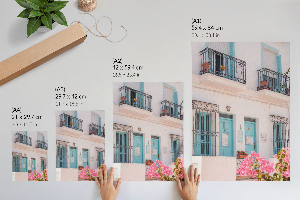 Poster auf Leinwand mit Hausfassade
