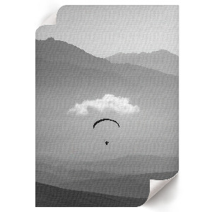 Retro plagát Paragliding v horách