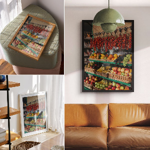 Poster auf Leinwand mit Motiv ‚Obstmarkt‘
