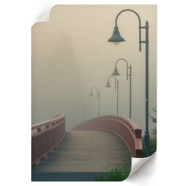 Kunstdruck auf Leinwand mit Motiv „Brücke im Nebel“