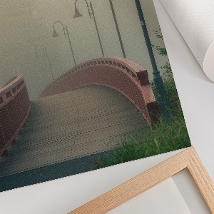Kunstdruck auf Leinwand mit Motiv „Brücke im Nebel“