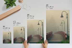 Kunstdruck auf Leinwand mit Motiv „Brücke im Nebel“