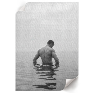 Poster auf Leinwand mit Motiv eines Mannes im See
