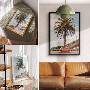 Poster mit Retro-Palmenmotiv auf Leinwand