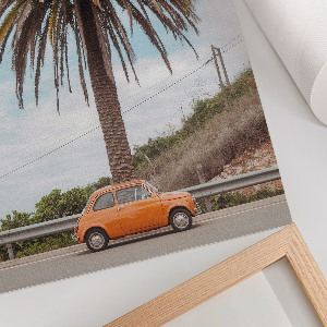 Poster mit Retro-Palmenmotiv auf Leinwand