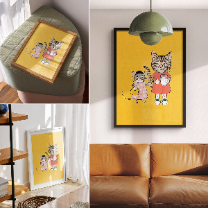 Kunstdruck leinwand Zeichnung von Tieren
