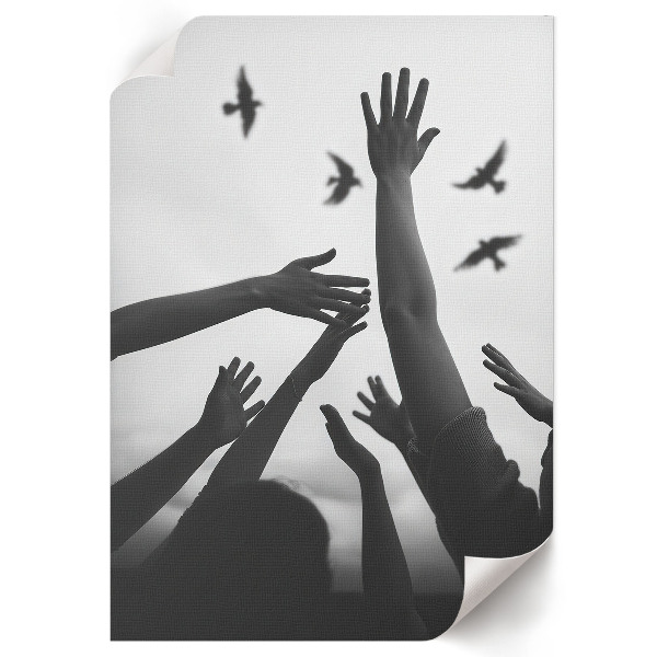 Kunstdruck poster Hände und Vögel