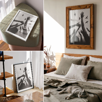 Kunstdruck poster Hände und Vögel
