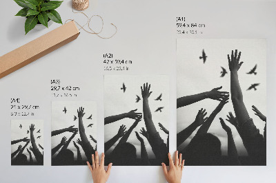 Kunstdruck poster Hände und Vögel