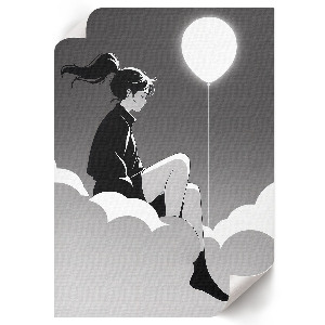 Retro-Poster mit Mädchen und Ballon