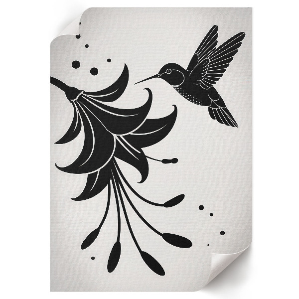 Poster auf Leinwand mit Kolibri und Blume