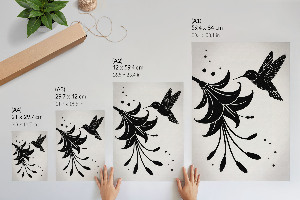 Poster auf Leinwand mit Kolibri und Blume