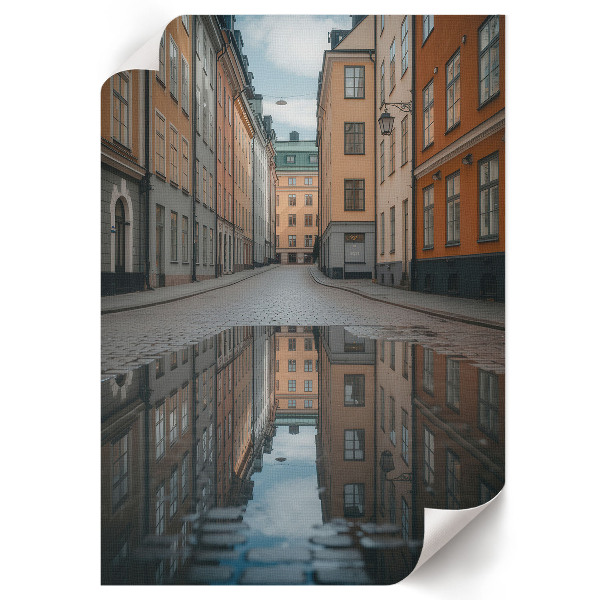 Poster mit Kunstdruck der städtischen Spiegelung