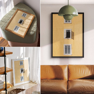 Wandposter mit Motiv einer gelben Fassade