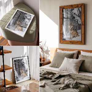 Kunstdruck auf Leinwand mit Motiv Wolf im Schnee