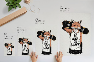 Wandposter mit Fuchs auf einem Skateboard